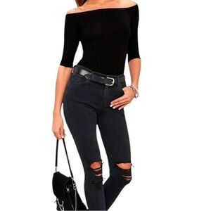 AGOLDE Sophie High-Rise Distressed Skinny Jean – Black